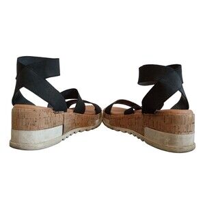 Steve Madden black wedge cork‎ strap sandals